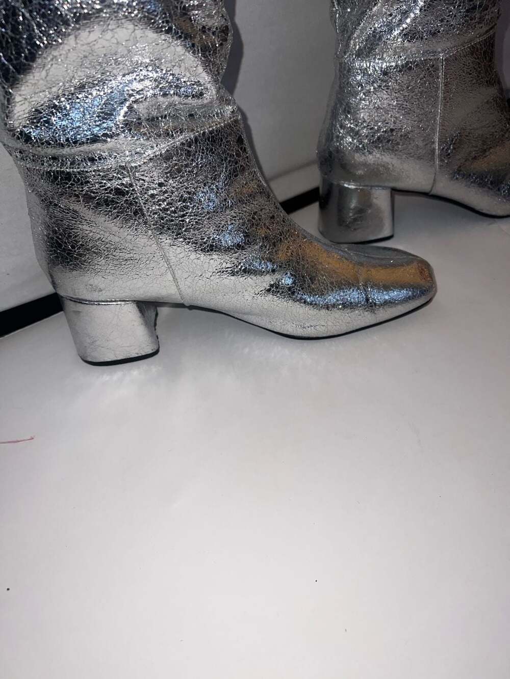 Remi Silver Metallic Textured Knee High Slouchy Boots Size 8.5M